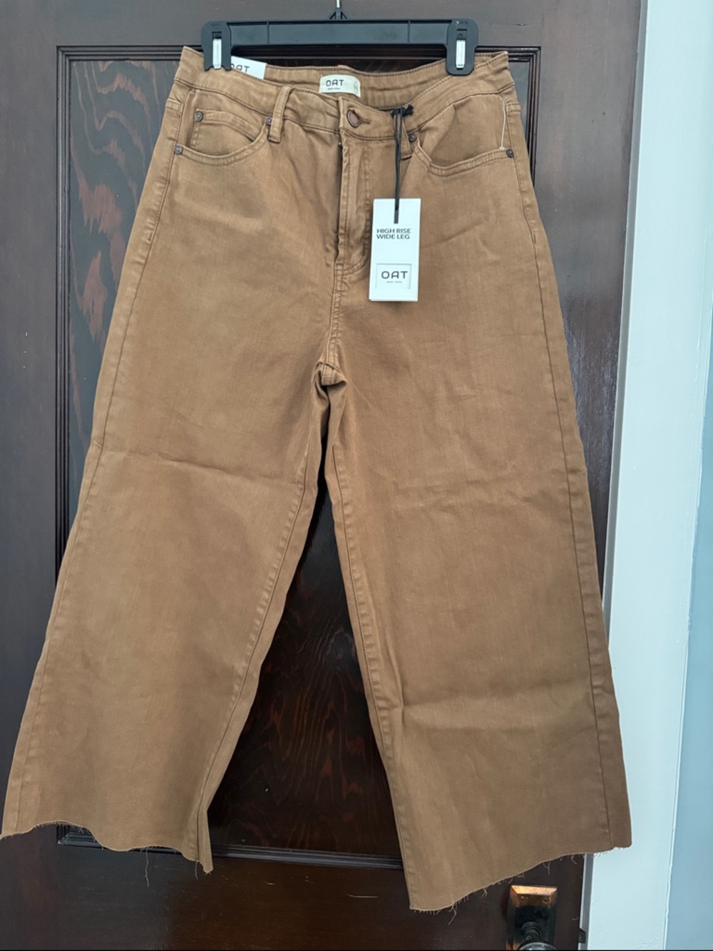OAT High Rise Wide Leg Pants in Caramel Brown